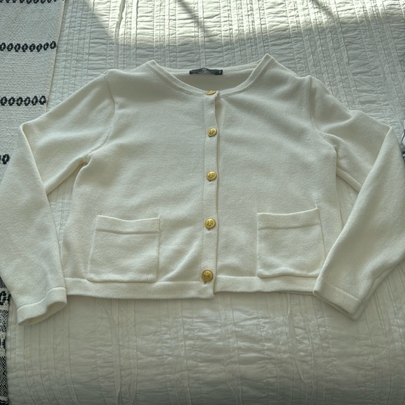 Sweaters - Never worn off white lady jacket sweater with gold buttons